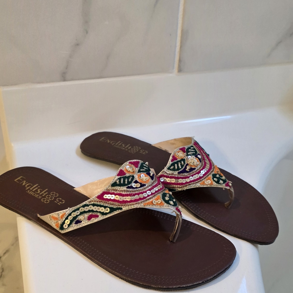 Pakistani - Indian Shoes- Jutti-  Women's Colorful Embroidered Sandals